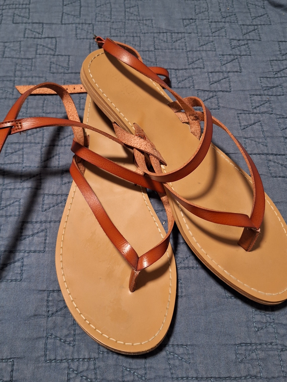 J. Crew Tan Strappy Leather Sandals Size 10